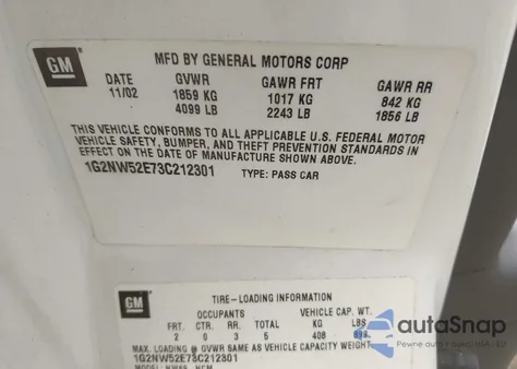 2003 Pontiac Grand Am Gt из США, поврежденный, VIN 1G2NW52E73C212301